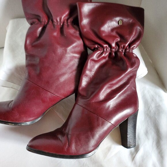 Vintage Aginer oxblood boots sz 8 - Picture 1 of 10